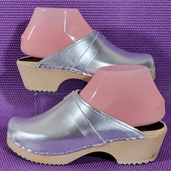 silver clog sandals